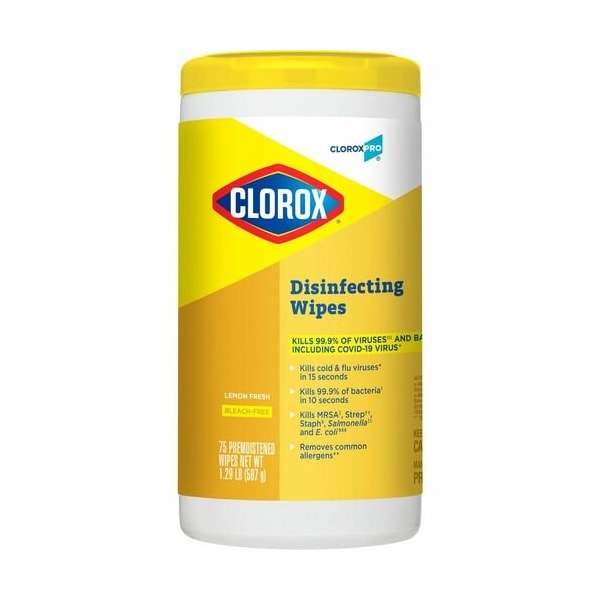 Clorox Disinfecting Wipes, Lemon Scent, 75 Wipes, WE CLO15948 - main